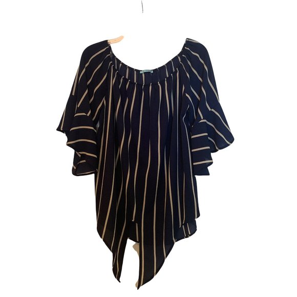 PS Katie Tops - PS Katie Size Large Women's Short Bell Sleeve Top Elastic around Collar